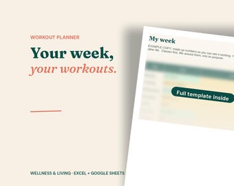 Weekly Workout Planner, Pilates, Barre, Lifting Log (Excel + Google Sheets)