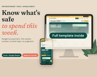 Paycheck Budget Spreadsheet, Weekly Bill Tracker, Sinking Funds (Digital Download)