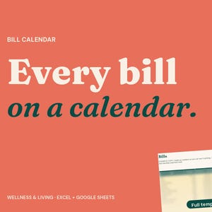 Monthly Bill Calendar Spreadsheet, Excel Google Sheets Tracker (Digital Download)