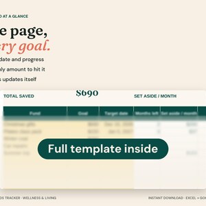 Sinking Funds Tracker Spreadsheet, Savings Goal Planner (Excel + Google Sheets) image 3