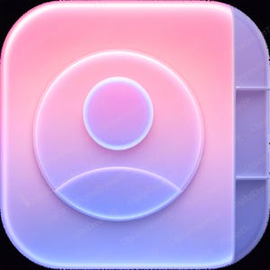 May include: A square icon with rounded corners featuring a gradient from pink at the top to purple at the bottom. Centered is a circular user profile symbol with a head and shoulders silhouette, also in a pink and purple gradient.
