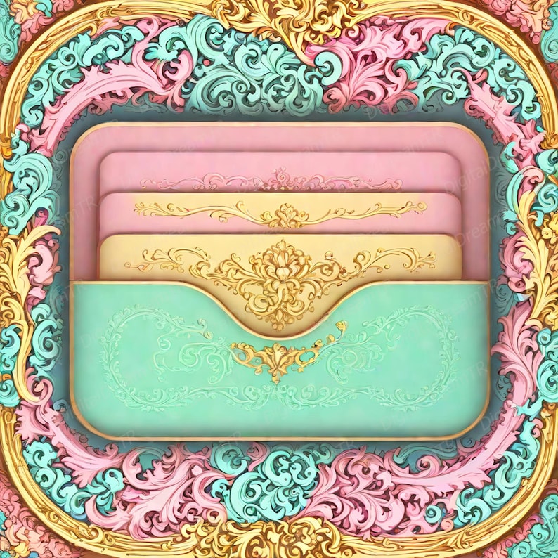 App Icon Pack Rococo Pastel Gold Ornate Icons, Customize iPhone Android ...