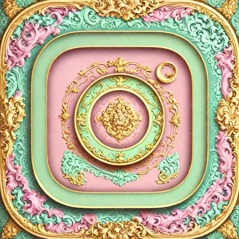 App Icon Pack Rococo Pastel Gold Ornate Icons, Customize iPhone Android ...
