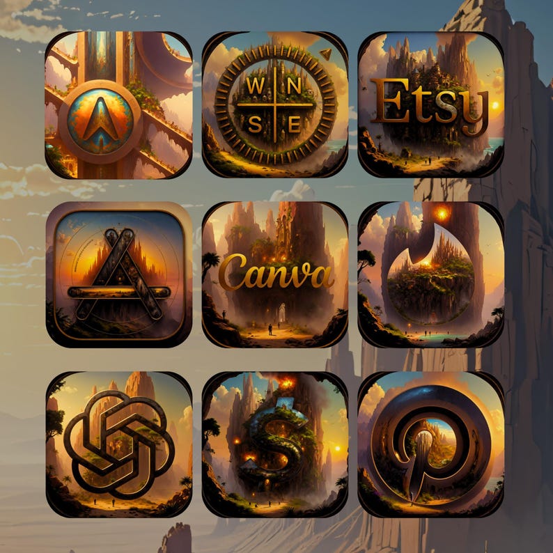 App Icon Pack Fantasy Concept Art Icons, Cinematic Matte Painting Style ...