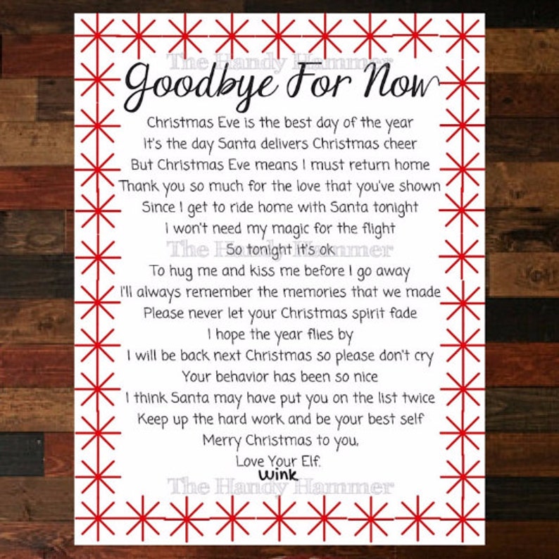 Departure Leaving Letter For Your Elf Goodbye Letter From Etsy