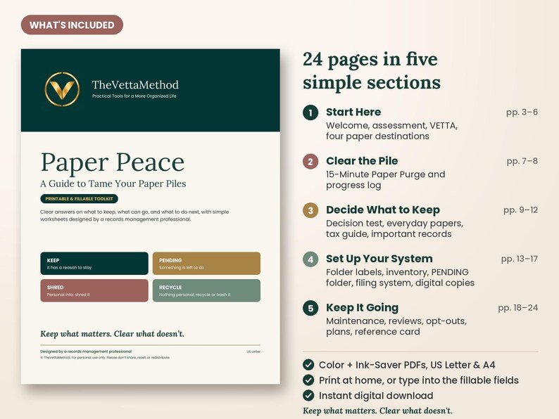 Paper Peace: 24-Page Printable Filing System Toolkit (Digital Download) afbeelding 7