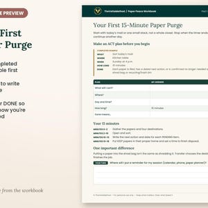 Paper Peace Workbook, Printable Paper Organizing Workbook, Fillable PDF, Home Filing System Practice, Declutter Paperwork Guide afbeelding 4