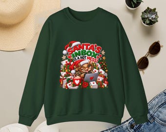 Weihnachtspullover „Der Posteingang des Weihnachtsmanns ist ein einziges Chaos“, Geschenkidee für Musikproduzenten, Gürteltier-Sweatshirt