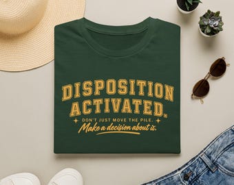 Disposition Activated Varsity T-Shirt: Don't Just Move the Pile, Records Manager Gift