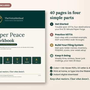 Paper Peace Workbook, Printable Paper Organizing Workbook, Fillable PDF, Home Filing System Practice, Declutter Paperwork Guide afbeelding 7