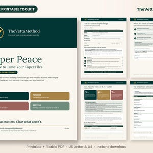 Paper Peace: 24-Page Printable Filing System Toolkit (Digital Download) afbeelding 1