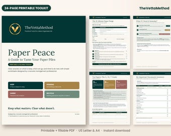 Paper Peace: 24-seitiges, druckbares Ablagesystem-Toolkit (Digitaler Download)