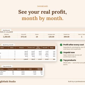 Home Bakery Business Spreadsheet, Order Tracker, Recipe Costing, Allergen Chart (Google Sheets, Excel) image 2