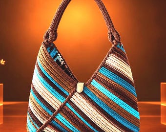 Handgehäkelte Schultertasche | Sommerhandtasche | Luxuriöse Webhandtasche | Strandtasche | Boho-Chic-Tasche | Geschenkidee für Sie | Handgefertigte Tasche
