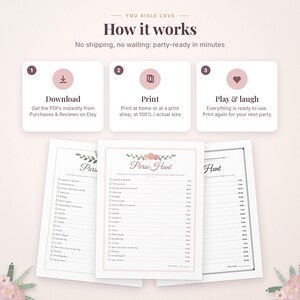 Möhippa-lek: Handväskajakt och telefoninnehåll, salviagrönt, rodnande blommor (PDF-nedladdning) bild 7