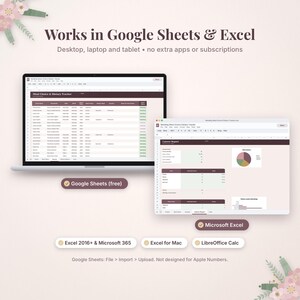 May include: A digital spreadsheet template for tracking wedding meal choices and dietary needs, compatible with Google Sheets and Excel. The interface displays a meal tracker table and a catering report with charts on a light background.