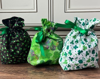 Fabric Gift Bag - Reuse Gift Bag - Shamrock Gift Bag - Gift Bag - St. Patrick's Day Gift Bag - Saint Patrick's Day Gifts - Treat Bag