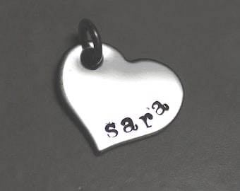 Personalized stainless heart charm