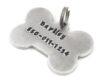 Pet ID tag, personalized pet tag, aluminum pet tag, dog tag for pets, pet name tag, personalized pet ID, hand stamped pet ID