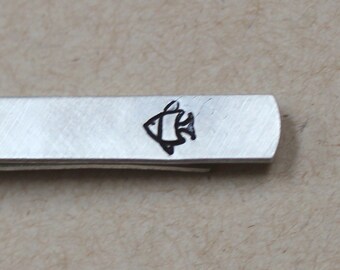 Fish tie bar aluminum or nugold available in 3 lengths