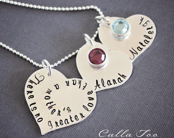 Personalized mom, Mothers necklace, birthstone necklace, hand stamped mother, family necklace, mommy necklace, sterling silver, birthstone