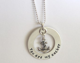 Couples necklace, couples jewelry, you are my anchor, sterling silver, gift for her, wife gift, girlfriend gift, anniversary gift, friend