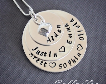 Mothers necklace, Grandmother jewelry, sterling silver stacked necklace, personalized, customized, mommy jewelry, grandma, gift for mom