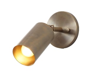 Aplique de pared moderno de latón, aplique cilíndrico de metal, foco dorado cálido, iluminación contemporánea para dormitorio, lámpara de pared de diseño