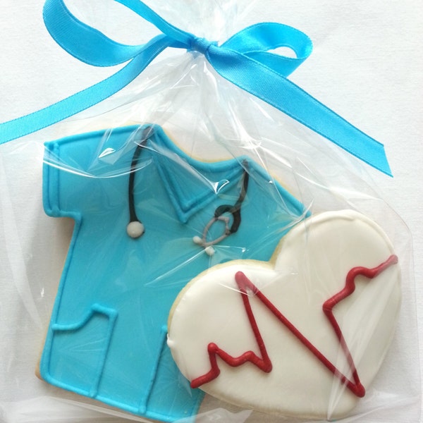 8 Arzt oder Krankenschwester blau Scrubs Cookie Party Favors