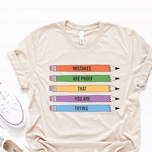 Mistakes are Proof You are Trying Pencils Teacher Ultra Soft Graphic Tee Unisex Soft Tee T-shirt for Women or Men