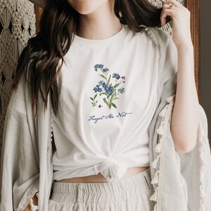 Forget Me Not Vintage Flower Butter Soft Unisex (for Women) Bella Canvas Graphic Tees