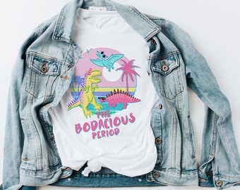 The Bodacious Period Funny Cute Vintage Retro 80&#39;s Dinosaur  | UNISEX Relaxed Jersey T-Shirt for Women