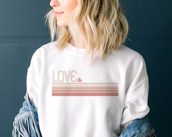 Valentine's Day Love Retro Stripes | Unisex Cozy Soft Bella T-shirt for Women by DesIndie