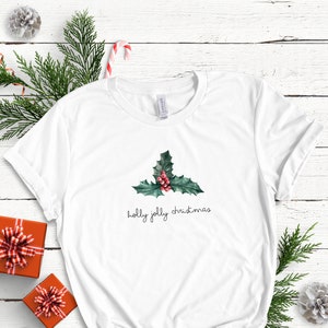 Holly Jolly Christmas Berry Botanical Inspired Soft Unisex (for Women) Bella Graphic Tees