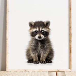 Baby Raccoon | Sitting | Woodland Nursery Animal Print Large Wall Art Digital Download Baby Room Picture Kids Poster Instant Printable