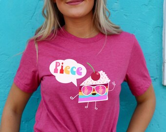 Piece of Cake Graphic Tee: Peace Loving Unisex T-Shirt