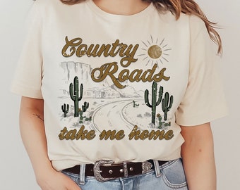 Take me Home Country Roads Retro Vintage Western Boho Ultra Soft Graphic Tee Unisex Soft Tee T-shirt for Women or Men