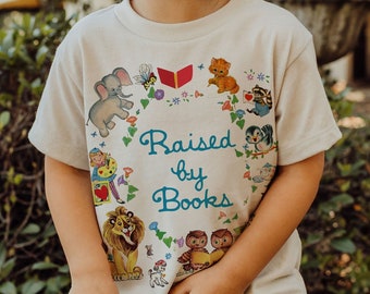 Raised by Books Toddler T-shirt: Retro Reading Nostalgia
