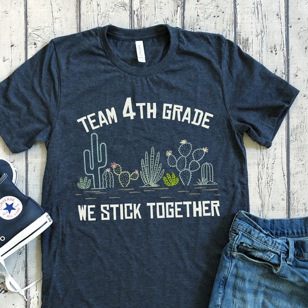 4th Grade - Stick Together Succulent Teacher Tees | Team Teacher Tees| DesIndie | UNISEX Relaxed Jersey T-Shirt for Women