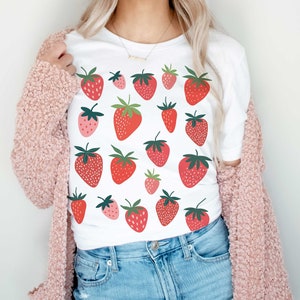 Deliciously Ripe & Red Strawberries Strawberry Berry Design | UNISEX Relaxed Jersey T-Shirt for Women