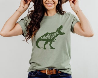 Mamasaurus Mama Dino Dinosaur T-Shirts for Women Cute T-Rex  | UNISEX Relaxed Jersey T-Shirt for Women