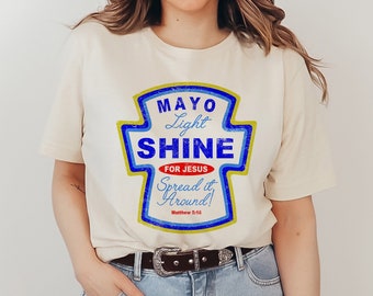 Camiseta gráfica Mayo Light Shine Jesus - Camiseta cristiana unisex