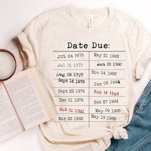 Date Due Library Checkout Overdue Teacher Read Reading Love Little Retro Vintage Nostalgia Short-Sleeve Unisex T-Shirt