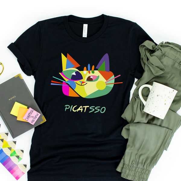 Picatsso Picasso Cat Art Ultra Soft Graphic Tee Unisex Soft Tee T-shirt for Women or Men