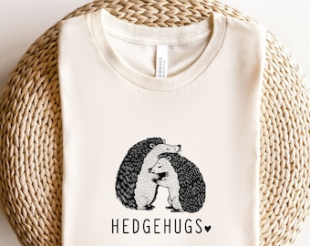 Hedgehogs HedgeHUGS Adorable Funny Animal Play on Words Unisex Soft Tee T-shirt for Women or Men