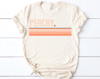 Just Peachy T-shirt: Unisex Bella Canvas Tee mit fruchtigen Streifen