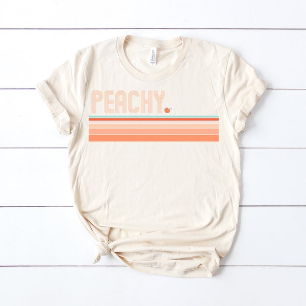 Just Peachy Peach Fruity Stripes | Unisex Cozy Soft Bella T-shirt for Women by DesIndie