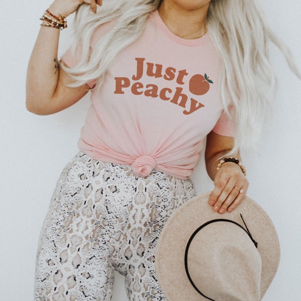 Just Peachy RETRO | Unisex Cozy Soft Bella T-shirt for Women by DesIndie