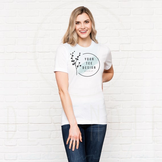 White Bella Canvas 3001 Model Mockup T Shirt Tee Shirt Photo Etsy