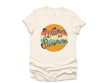 Walking On Sunshine Graphic Tee: Retro Beach Unisex T-Shirt